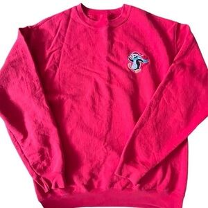 Christmas Red crewneck sweatshirt with blue penguin design #vintage